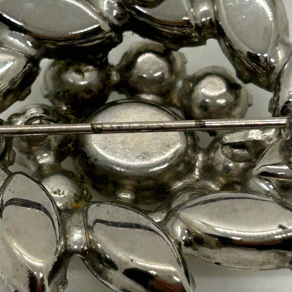 Vintage Weiss Rhinestone Brooch Pin Oval & Marquise Clear Glass Stones Silver To - Picture 14 of 14